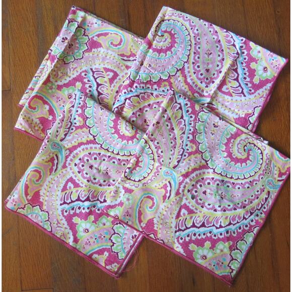 VERA BRADLEY Capri Melon Paisley Pink Set of 4 Napkins Fabric 19.5"x19.5"Retired - Picture 1 of 13